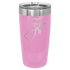 Laser etched light purple 20 oz vacuum insulated tumbler with 'Nurse Life' design