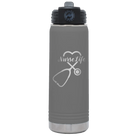 Laser etched dark gray 20 oz vacuum insulated water bottle with 'Nurse Life' design