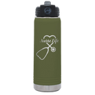 Laser etched olive green 20 oz vacuum insulated water bottle with 'Nurse Life' design