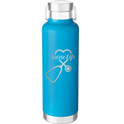 Laser etched aqua 24 oz vacuum insulated water bottle with 'Nurse Life' design