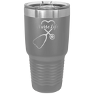 Laser etched dark gray 30 oz vacuum insulated tumbler with 'Nurse Life' design