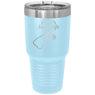 Laser etched light blue 30 oz vacuum insulated tumbler with 'Nurse Life' design