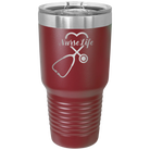 Laser etched maroon 30 oz vacuum insulated tumbler with 'Nurse Life' design
