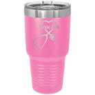 Laser etched pink 30 oz vacuum insulated tumbler with 'Nurse Life' design