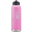 Laser etched light purple 32 oz vacuum insulated water bottle with 'Nurse Life' design