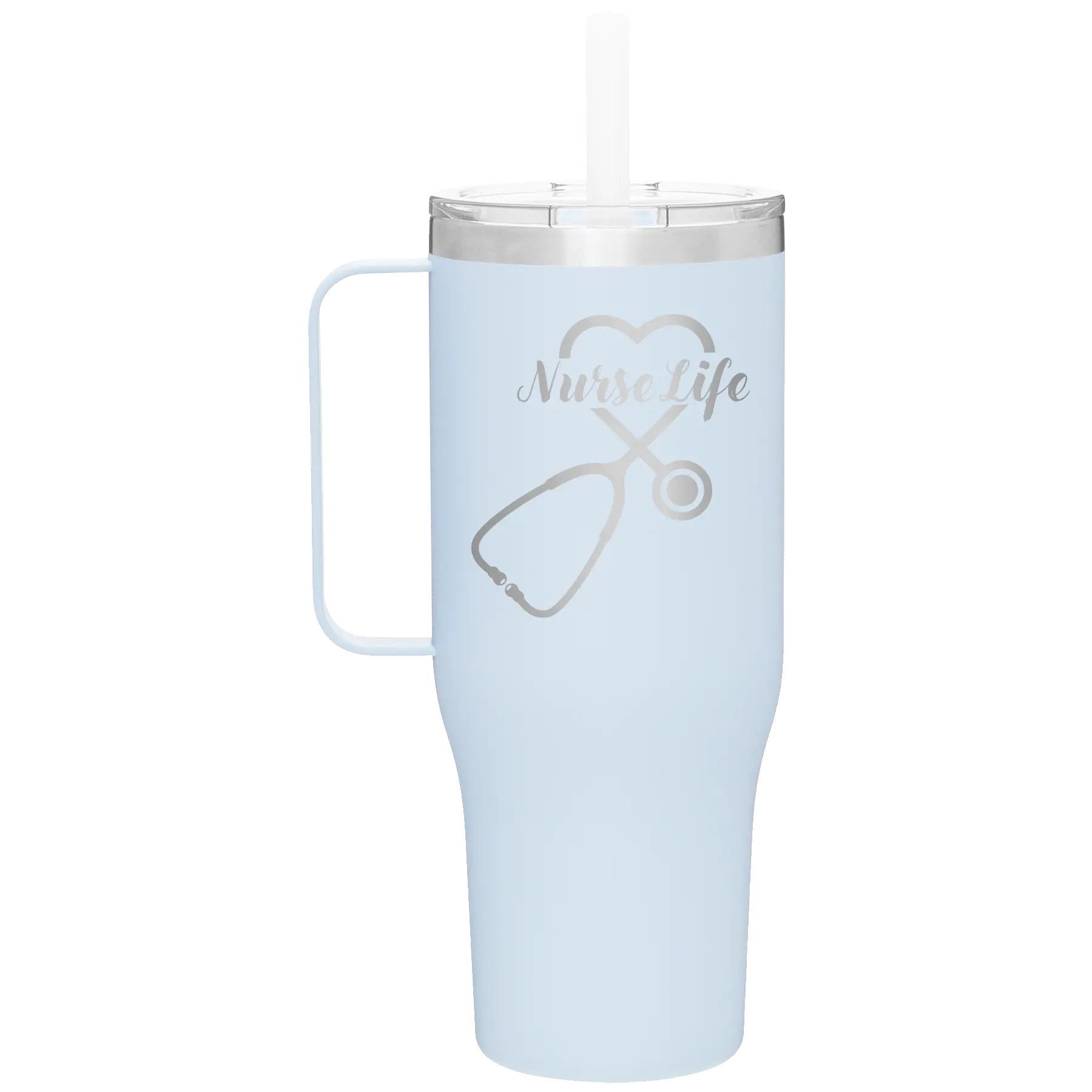 Laser etched landfall 40 oz vacuum insulated tumbler mug with 'Nurse Life' design