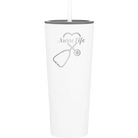 Laser etched white 20 oz vacuum insulated tumbler with 'Nurse Life' design