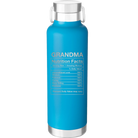Laser etched aqua 24 oz vacuum insulated water bottle with 'Grandma Nutrition' design