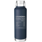 Laser etched navy 24 oz vacuum insulated water bottle with 'Grandma Nutrition' design