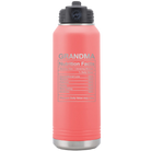 Laser etched coral 32 oz vacuum insulated water bottle with 'Grandma Nutrition' design