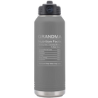 Laser etched dark gray 32 oz vacuum insulated water bottle with 'Grandma Nutrition' design