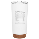 Laser etched white 20 oz vacuum insulated tumbler with 'Grandma Nutrition' design