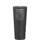 Laser etched black 20 oz vacuum insulated tumbler with 'Grandma Nutrition' design