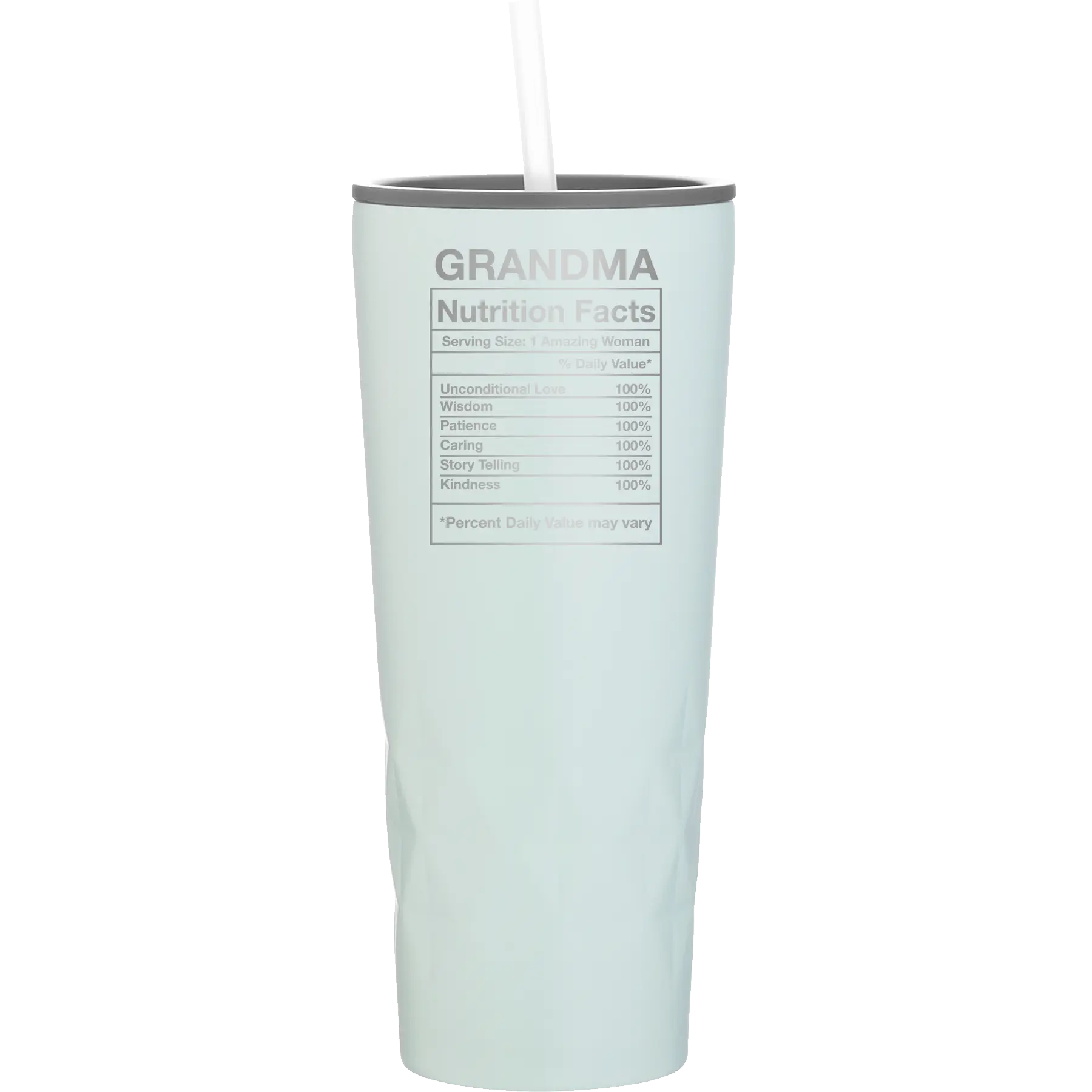 Laser etched meadow 20 oz vacuum insulated tumbler with 'Grandma Nutrition' design
