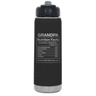 Laser etched black 20 oz vacuum insulated water bottle with 'Grandpa Nutrition' design