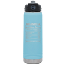 Laser etched light blue 20 oz vacuum insulated water bottle with 'Grandpa Nutrition' design