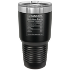 Laser etched black 30 oz vacuum insulated tumbler with 'Grandpa Nutrition' design