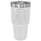 Laser etched white 30 oz vacuum insulated tumbler with 'Grandpa Nutrition' design