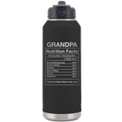 Laser etched black 32 oz vacuum insulated water bottle with 'Grandpa Nutrition' design