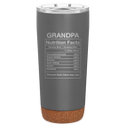 Laser etched storm gray 20 oz vacuum insulated tumbler with 'Grandpa Nutrition' design