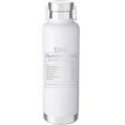 Laser etched white 24 oz vacuum insulated water bottle with 'Dad Nutrition' design