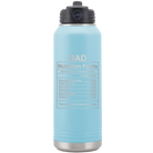 Laser etched light blue 32 oz vacuum insulated water bottle with 'Dad Nutrition' design
