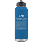 Laser etched royal blue 32 oz vacuum insulated water bottle with 'Dad Nutrition' design