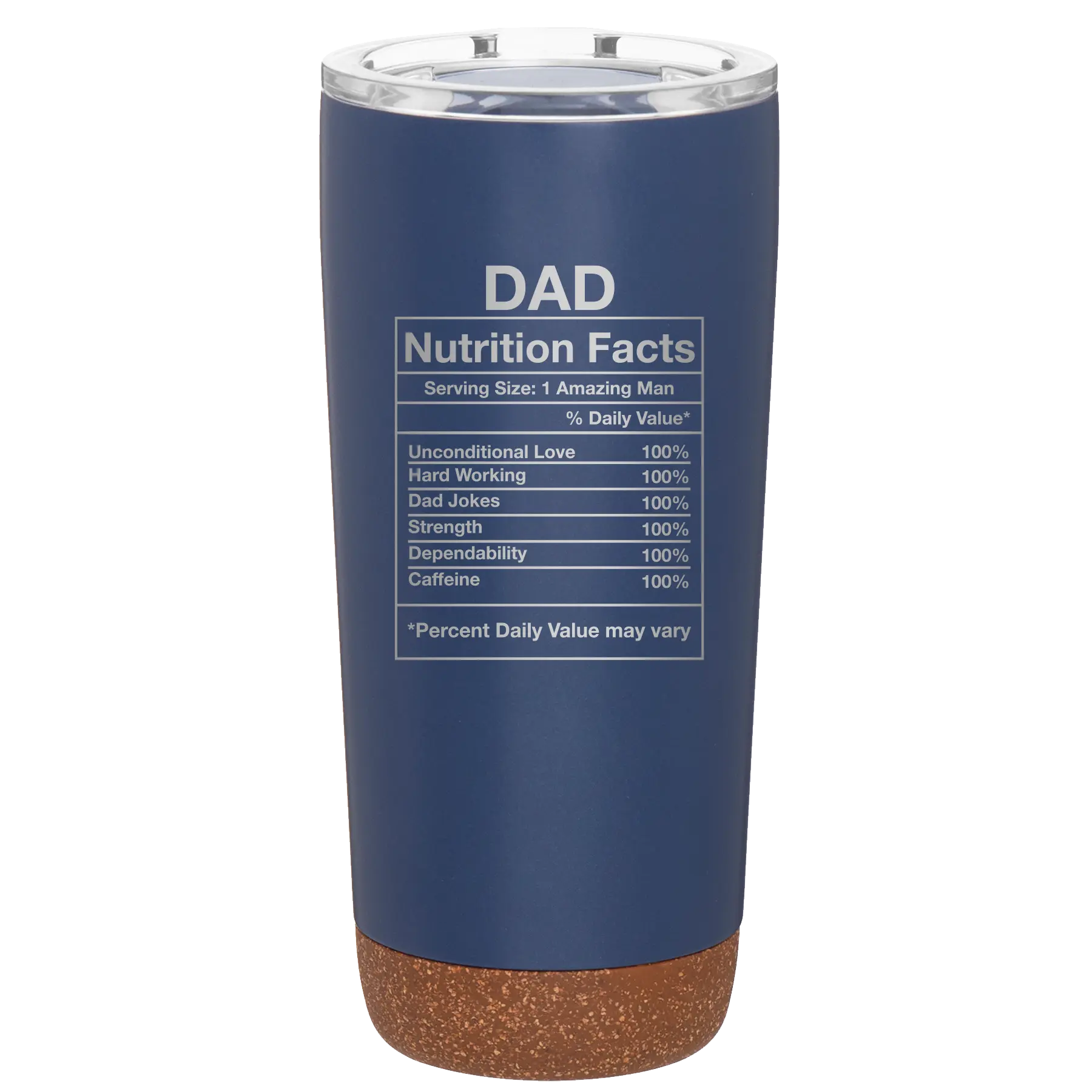 Laser etched constellation 20 oz vacuum insulated tumbler with 'Dad Nutrition' design