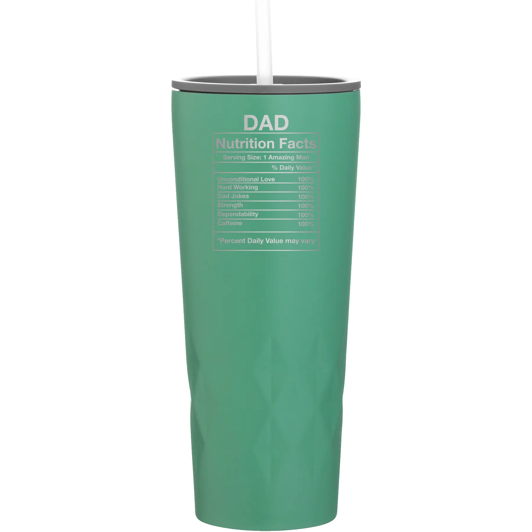 Laser etched forage 20 oz vacuum insulated tumbler with 'Dad Nutrition' design