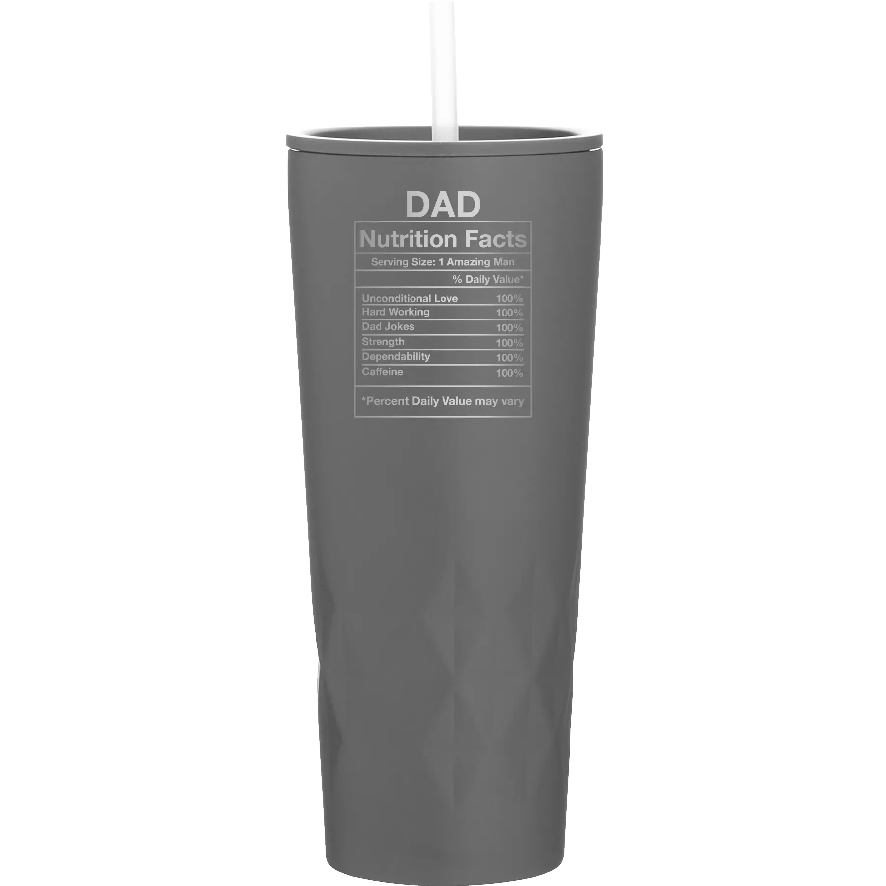 Laser etched slate 20 oz vacuum insulated tumbler with 'Dad Nutrition' design