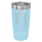 Laser etched light blue 20 oz vacuum insulated tumbler with 'Mom Nutrition' design
