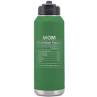 Laser etched green 32 oz vacuum insulated water bottle with 'Mom Nutrition' design