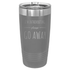 Laser etched dark gray 20 oz vacuum insulated tumbler with 'Introverting' design