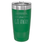 Laser etched green 20 oz vacuum insulated tumbler with 'Introverting' design