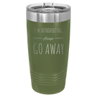 Laser etched olive green 20 oz vacuum insulated tumbler with 'Introverting' design