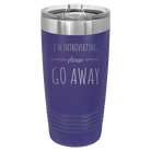 Laser etched purple 20 oz vacuum insulated tumbler with 'Introverting' design