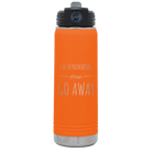 Laser etched orange 20 oz vacuum insulated water bottle with 'Introverting' design