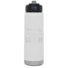 Laser etched white 20 oz vacuum insulated water bottle with 'Introverting' design