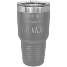 Laser etched dark gray 30 oz vacuum insulated tumbler with 'Introverting' design