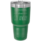 Laser etched green 30 oz vacuum insulated tumbler with 'Introverting' design