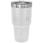 Laser etched white 30 oz vacuum insulated tumbler with 'Introverting' design