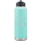 Laser etched teal 32 oz vacuum insulated water bottle with 'Introverting' design