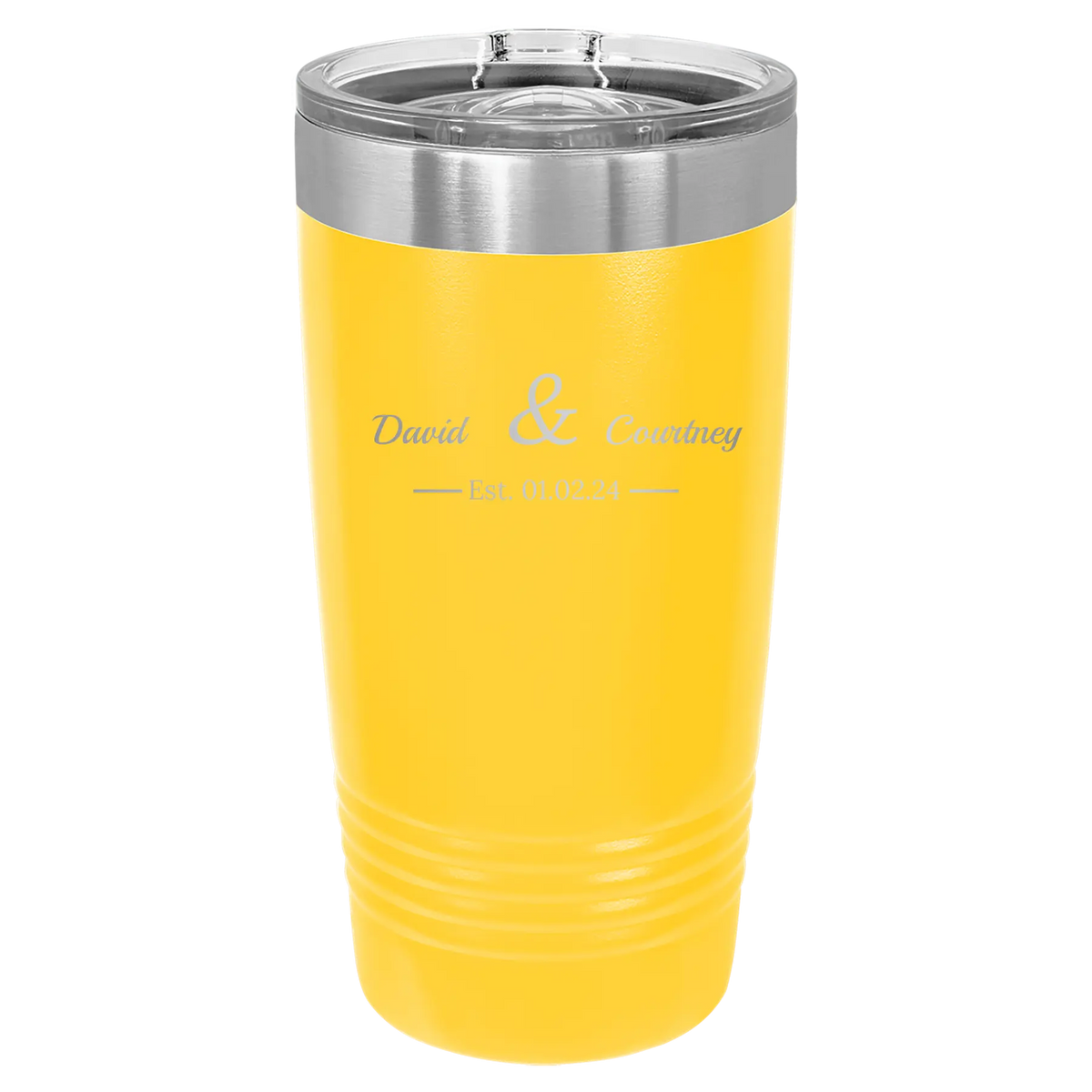 Personalized 2 Lines Name Anniversary 20 oz Tumbler Yellow Iconic