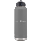 Personalized dark gray 32 oz vacuum insulated water bottle with '2 Lines Name Anniversary' design