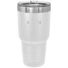 Personalized white 30 oz vacuum insulated tumbler with '3 Lines Initial Last Name Anniversary' design