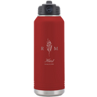 Personalized maroon 32 oz vacuum insulated water bottle with '3 Lines Initial Last Name Anniversary' design