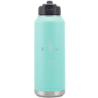 Personalized teal 32 oz vacuum insulated water bottle with '3 Lines Initial Last Name Anniversary' design