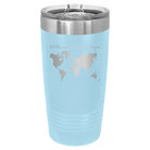 Laser etched light blue 20 oz vacuum insulated tumbler with 'Let the next adventure begin' design