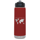 Laser etched maroon 20 oz vacuum insulated water bottle with 'Let the next adventure begin' design