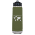 Laser etched olive green 20 oz vacuum insulated water bottle with 'Let the next adventure begin' design